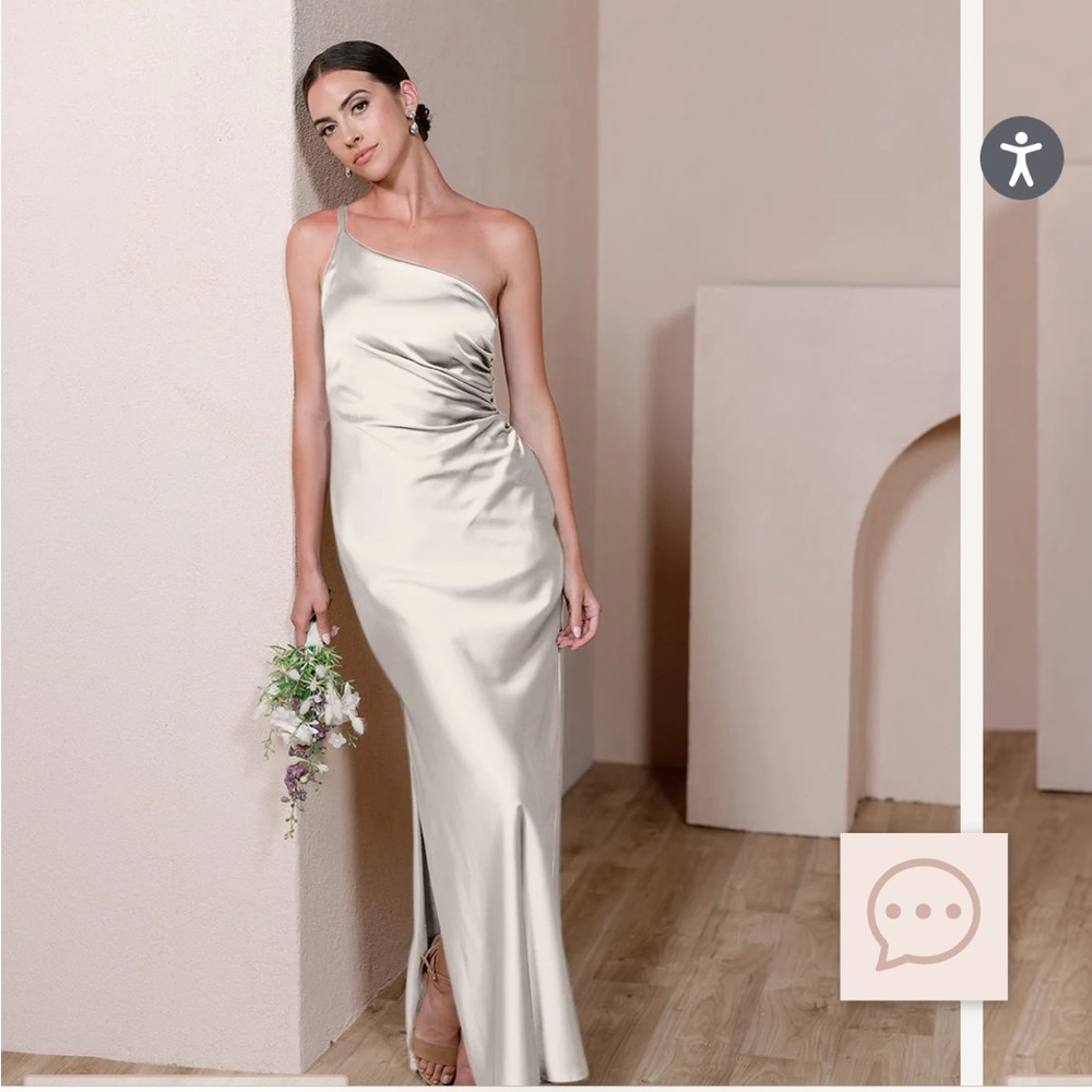 Jade Satin dress revelry in soft champagne